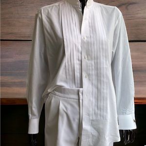 Unisex Mandarin Collar Tuxedo Shirt(J Crew Knock Off)-Cruise Waitstaff Easy Care